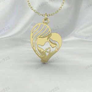 Unique Mother Daughter Love Women Pendant, 925 Sterling Silver Necklace Jewelry