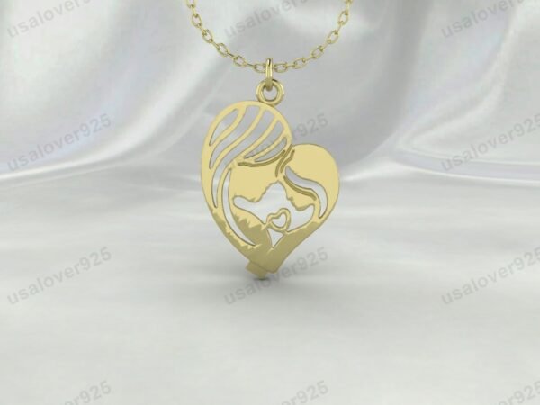 Unique Mother Daughter Love Women Pendant, 925 Sterling Silver Necklace Jewelry