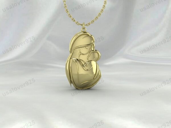 Mother Baby Love Women Pendant, 925 Sterling Silver Necklace Jewelry