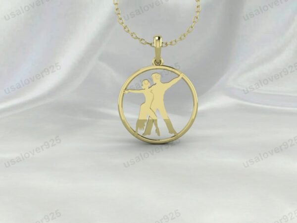 Latin Couple Dancing Unisex Pendant, 925 Sterling Silver Necklace Jewelry - Image 2