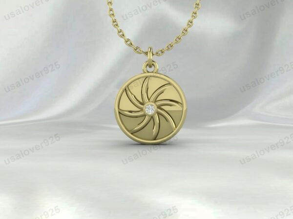 Geometric Design CZ Diamond Unisex Pendant, 925 Sterling Silver Necklace Jewelry - Image 2