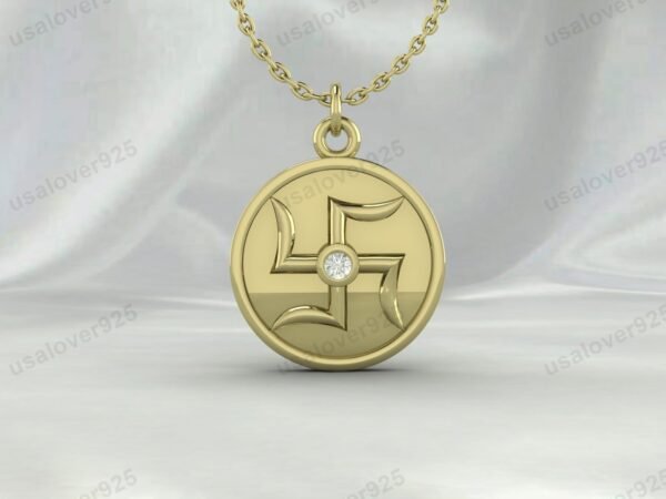 Swastik Religious Symbol Unisex Pendant, 925 Sterling Silver Necklace Jewelry - Image 2