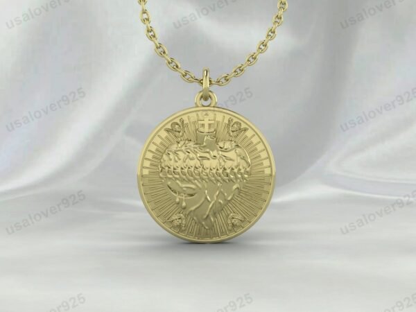 Heart Pendant With Cross Medallion Jewelry Unisex Pendant, 925 Sterling Silver Necklace Jewelry