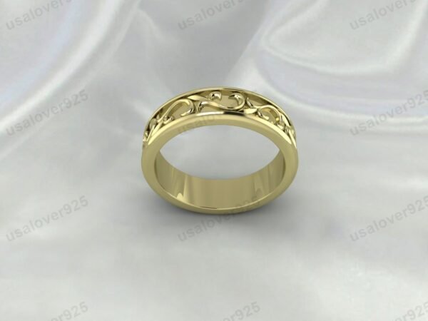 Unique Art Deco Design Unisex Band, 925 Sterling Silver Ring Jewelry - Image 3