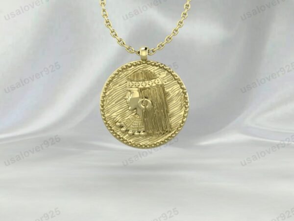 Cleopatra Queen Ancient Egyptian Unique Design Unisex Pendant, 925 Sterling Silver Necklace Jewelry - Image 2