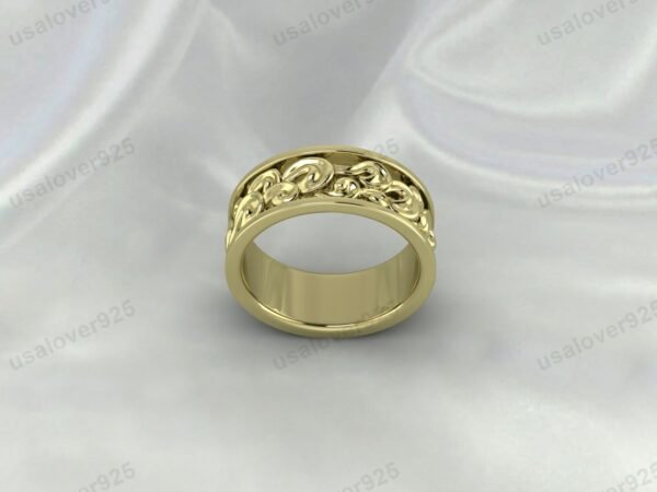 Unique Art Deco Design Unisex Band, 925 Sterling Silver Ring Jewelry - Image 2