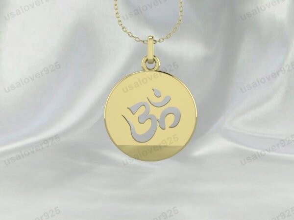 Om Symbol Religious Unique Design Unisex Pendant, 925 Sterling Silver Necklace Jewelry - Image 2