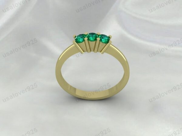 Emerald Gemstone Solitaire Women Ring, 925 Sterling Silver Jewelry - Image 2