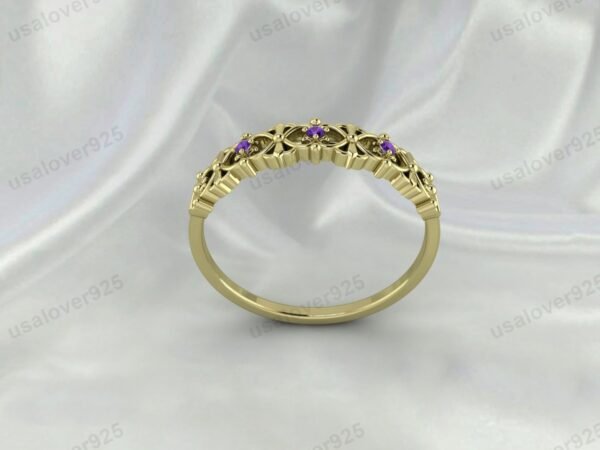 Amethyst Gemstone Art Deco Women Ring, 925 Sterling Silver Jewelry - Image 2