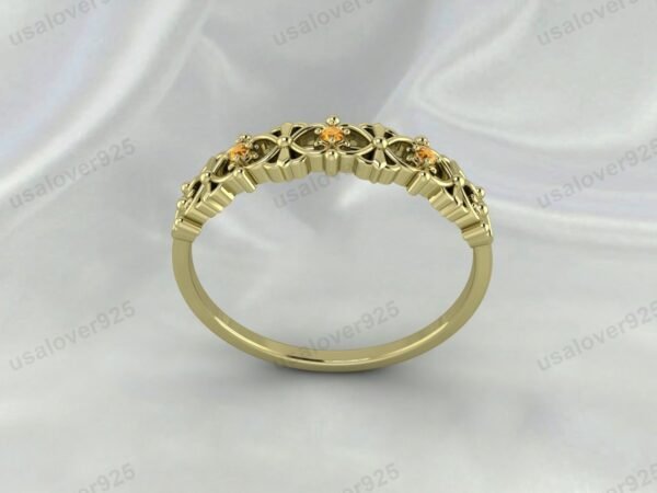 Citrine Gemstone Art Deco Women Ring, 925 Sterling Silver Jewelry - Image 2