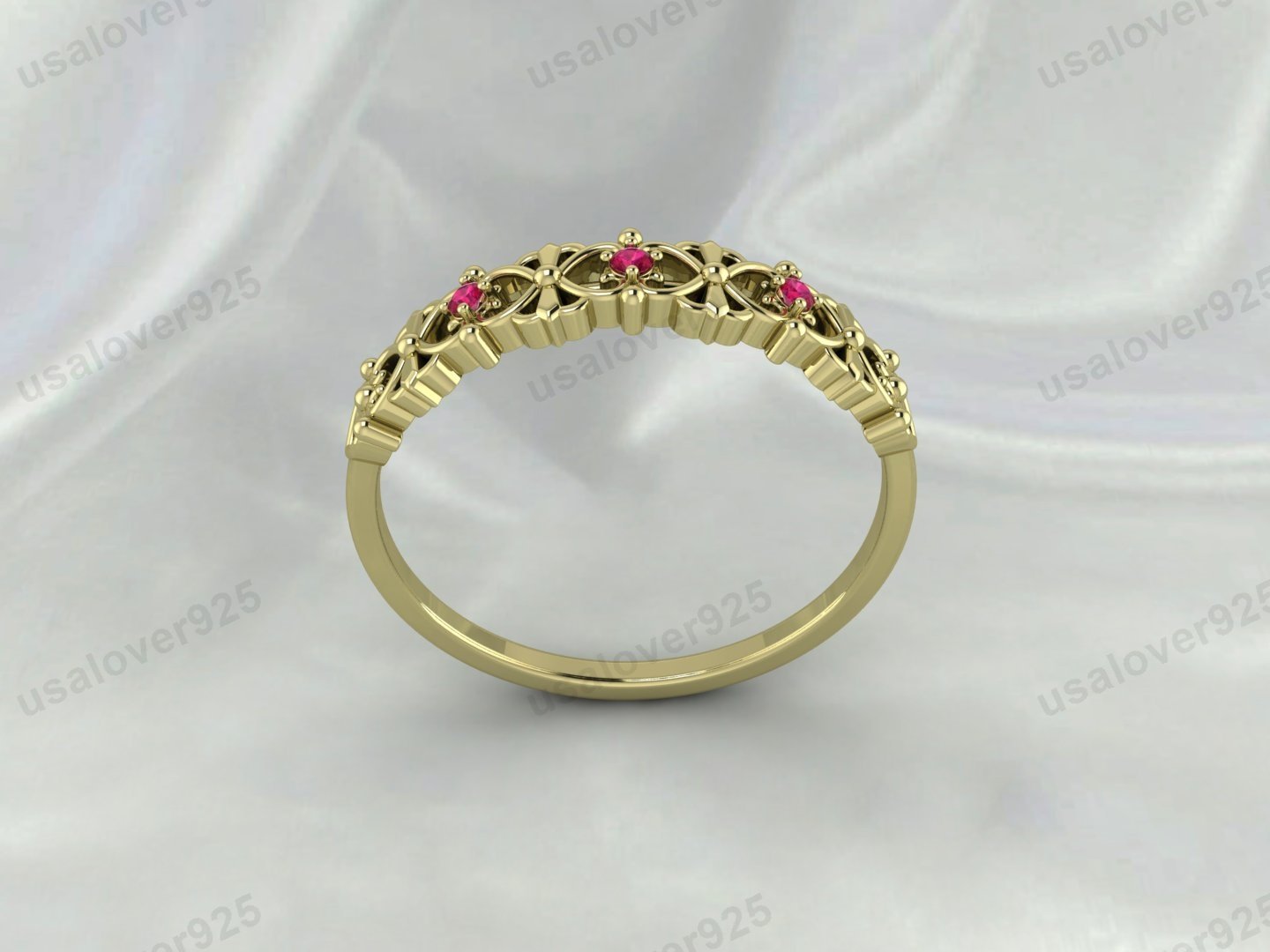 Ruby Art Deco Women’s Ring – 925 Sterling Silver Gemstone Jewelry - Image 2