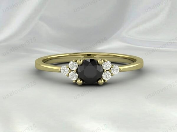 Natural Black Onyx Gemstone Solitaire Women Ring 925 Sterling Silver Jewelry - Image 2