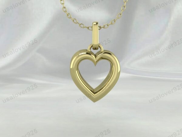 Heart Shape Unique Design Unisex Pendant, 925 Sterling Silver Necklace Jewelry - Image 2