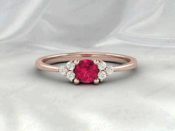 Natural Ruby Pink Gemstone Solitaire Women Ring 925 Sterling Silver Jewelry - Image 2