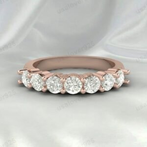 Unique CZ Diamond Stone Half Eternity Women Ring, 925 Sterling Silver Jewelry
