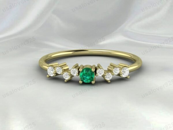 Emerald Gemstone Eternity Women Ring 925 Sterling Silver Jewelry - Image 2