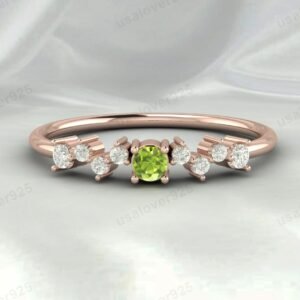 Peridot Gemstone Eternity Women Band Ring 925 Sterling Silver Jewelry