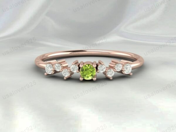 Peridot Gemstone Eternity Women Band Ring 925 Sterling Silver Jewelry