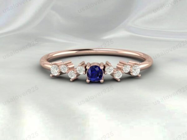 Blue Sapphire Gemstone Eternity Women Band Ring 925 Sterling Silver Jewelry