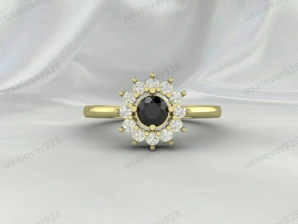 Black Onyx Gemstone Solitaire Women Ring 925 Sterling Silver Jewelry - Image 2