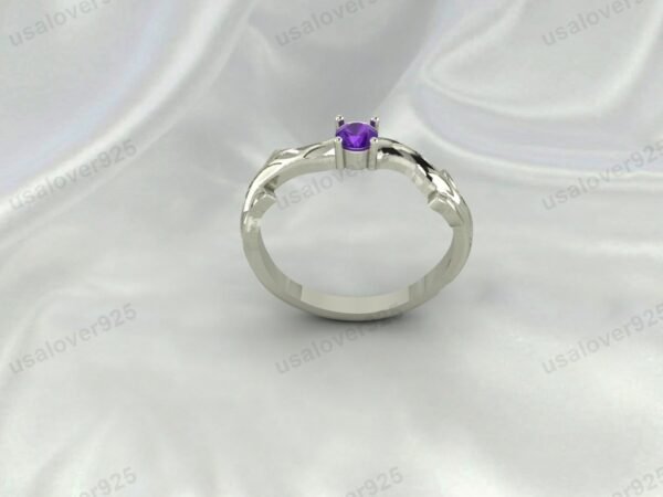 Amethyst Purple Gemstone Solitaire Women Ring 925 Sterling Silver Jewelry