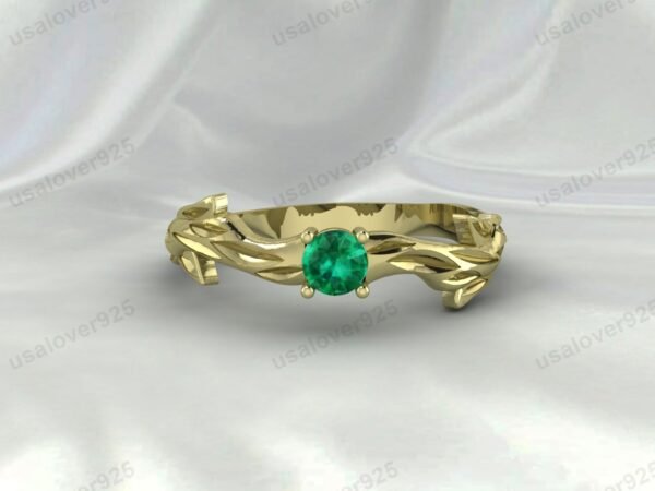Emerald Green Gemstone Solitaire Women Ring 925 Sterling Silver Jewelry