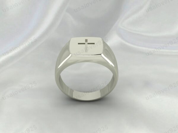 Unique Cross Design Handmade 925 Sterling Silver Mens Signet Ring Jewelry