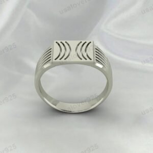 Solid 925 Sterling Silver Unique Simple Design Handmade Mens Signet Ring Jewelry
