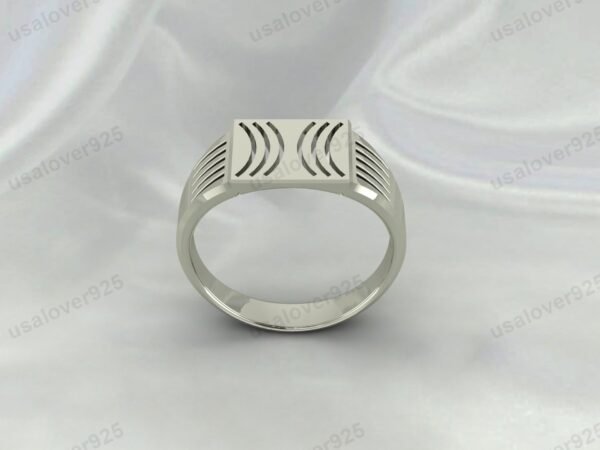 Solid 925 Sterling Silver Unique Simple Design Handmade Mens Signet Ring Jewelry
