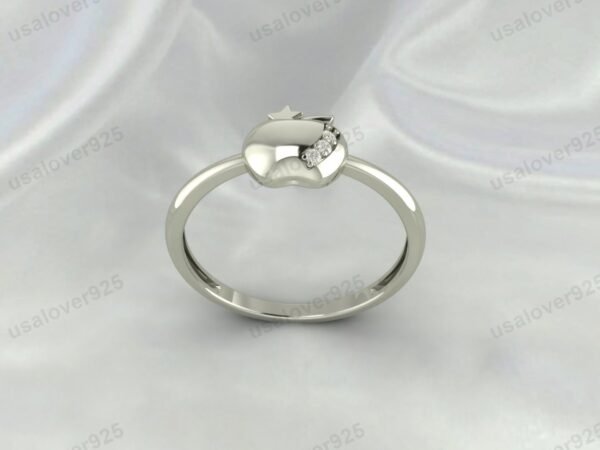CZ Diamond Apple Design Design Women Ring 925 Sterling Silver Jewelry