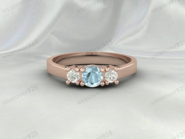 Aquamarine Gemstone Women Ring 925 Sterling Silver Jewelry - Image 2