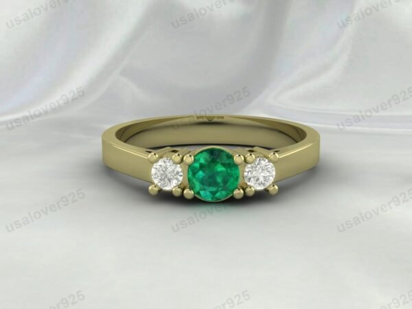 Emerald Green Gemstone Women Ring 925 Sterling Silver Jewelry - Image 2