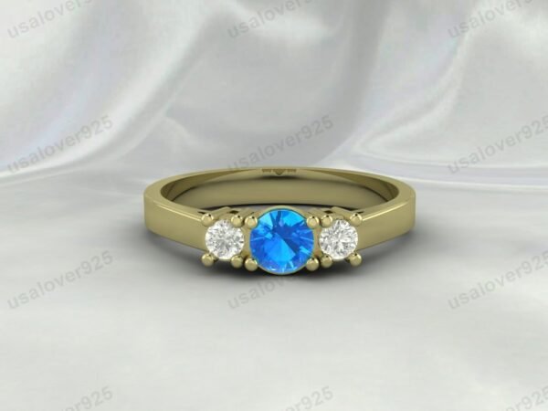 Blue Topaz Gemstone Women Ring 925 Sterling Silver Jewelry - Image 2