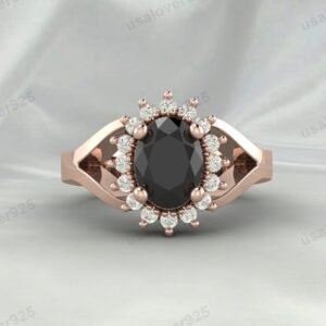 Black Onyx Oval Gemstone Women Ring 925 Sterling Silver Jewelry