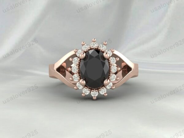 Black Onyx Oval Gemstone Women Ring 925 Sterling Silver Jewelry