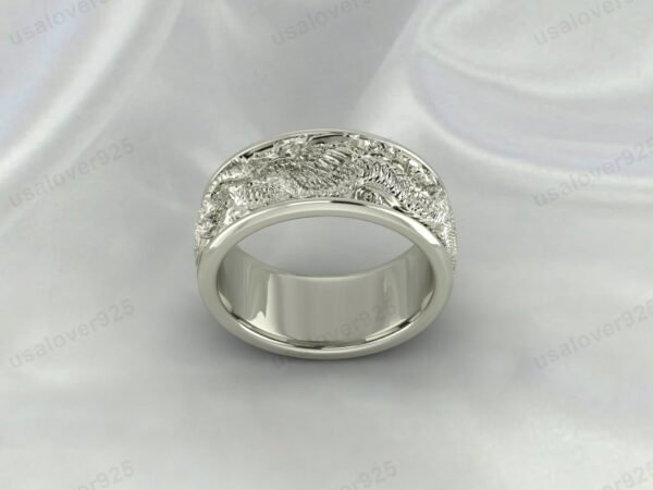 Unique Dragon Design 925 Sterling Silver Unisex Band Ring Jewelry