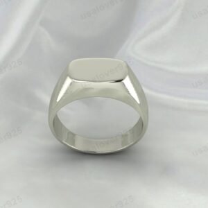 Solid 925 Sterling Silver Simple Handmade Mens Signet Ring Jewelry