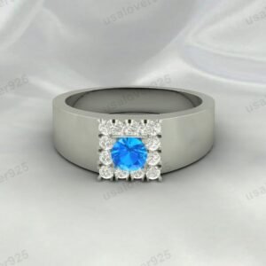 Topaz Gemstone Solitaire Women Ring 925 Sterling Silver Jewelry