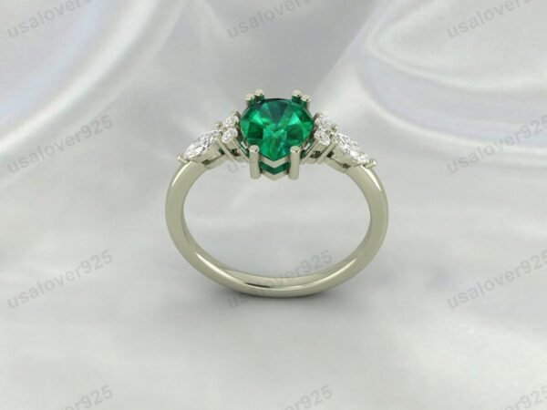 Emerald Pear Gemstone Solitaire Women Ring 925 Sterling Silver Jewelry