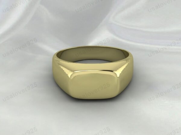 Simple Handmade High Quality Yellow Brass Mens Signet Ring Jewelry - Image 2