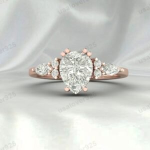 CZ Diamond Pear Gemstone Solitaire Women Ring 925 Sterling Silver Jewelry