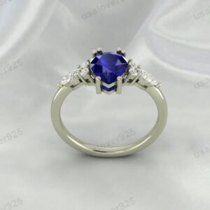 Sapphire Pear Gemstone Solitaire Women Ring 925 Sterling Silver Jewelry