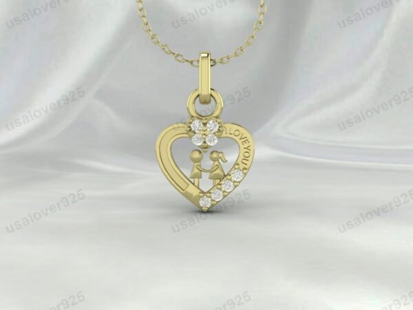 Heart Shape CZ Diamond Stone Pendant, 925 Sterling Silver Necklace Jewelry - Image 2