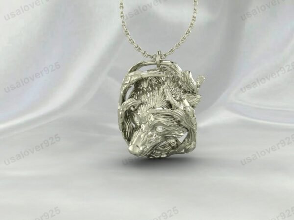 Wolf Unique Design Unisex Pendant, 925 Sterling Silver Necklace Jewelry