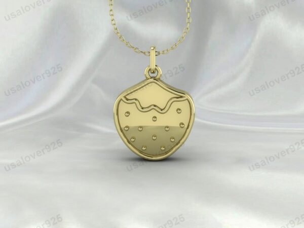 Strawberry Unique Design Unisex Pendant, 925 Sterling Silver Necklace Jewelry - Image 2