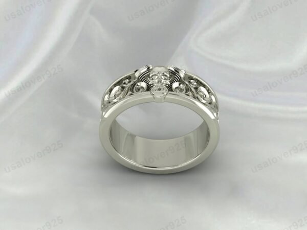 Skull Unique Design 925 Sterling Silver Unisex Band Ring Jewelry
