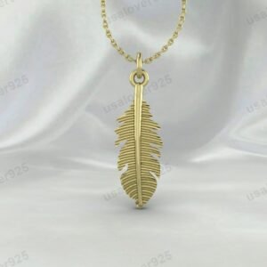 Feather Unique Design Unisex Pendant, 925 Sterling Silver Necklace Jewelry