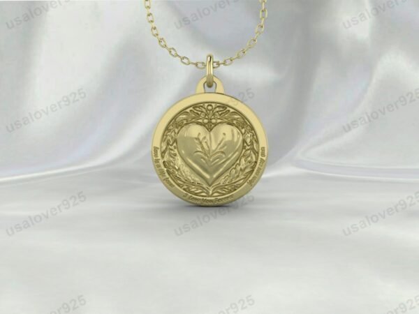 Coin Heart Shape Unique Pendant, 925 Sterling Silver Necklace Jewelry