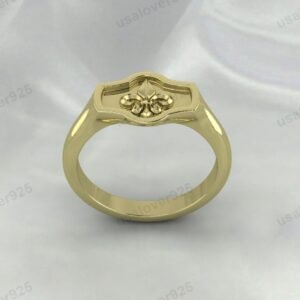 Fleur De Lis High Quality Yellow Brass Mens Signet Ring Jewelry