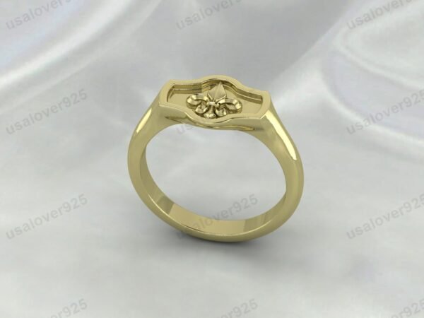Fleur De Lis High Quality Yellow Brass Mens Signet Ring Jewelry - Image 3